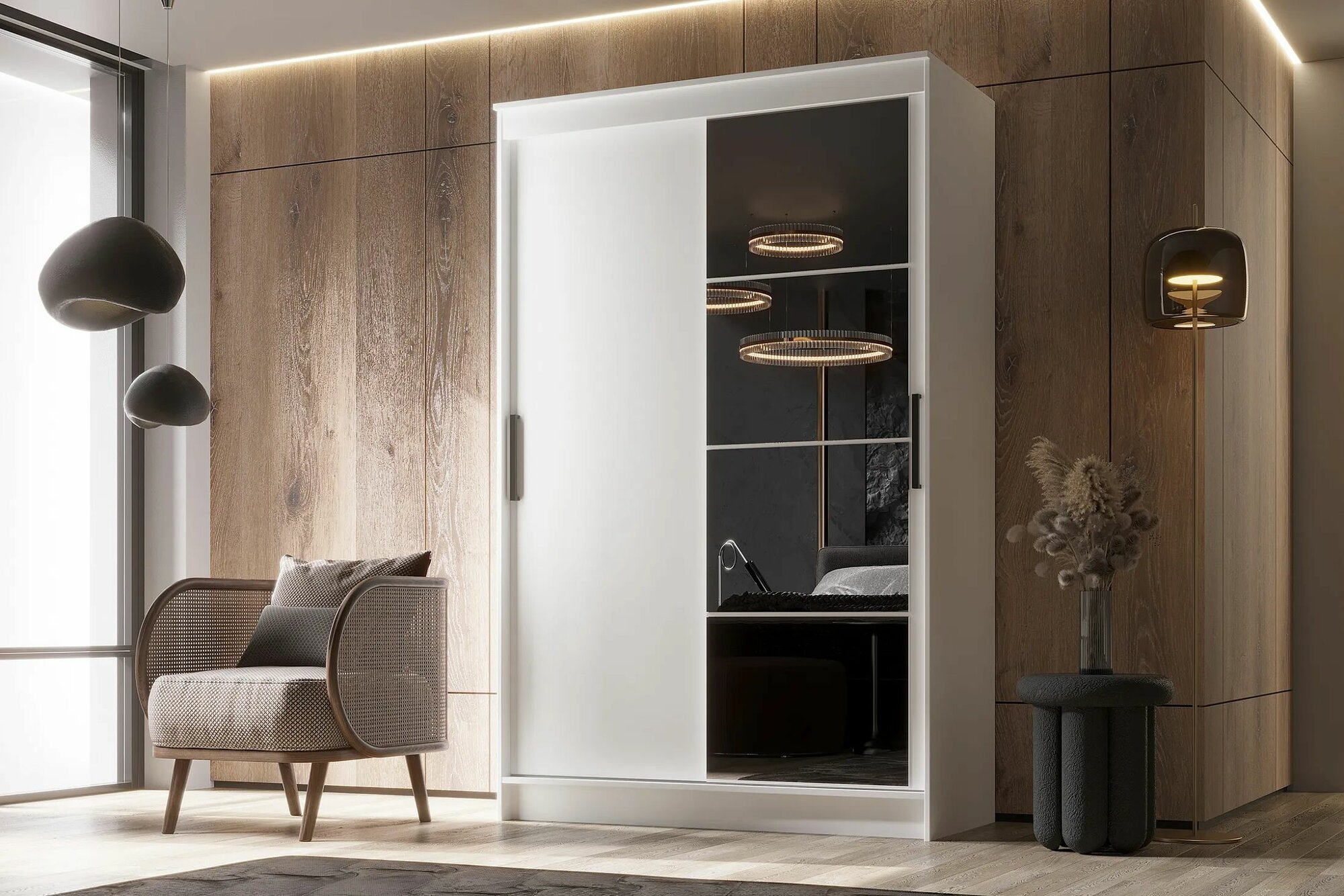 Шкаф-купе Элеана с зеркалом , цвет белый, размер 200х59х126 см