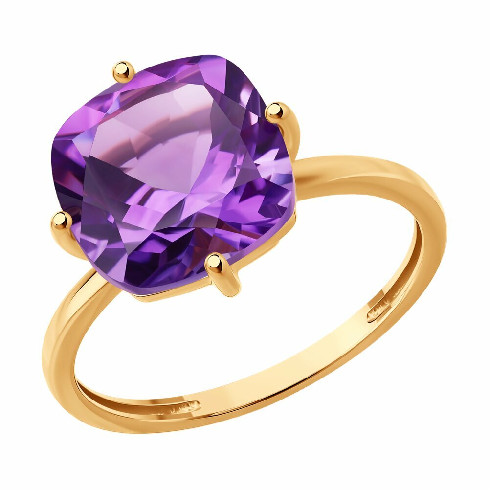 Кольцо Diamant online, красное золото, 585 проба, аметист, размер 18.5, фиолетовый
