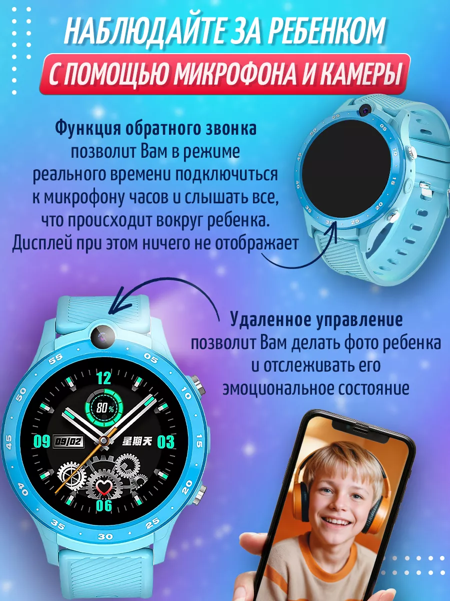 Смарт часы детские с SIM 4G и видеозвонком Y20/Голубые — фото 1