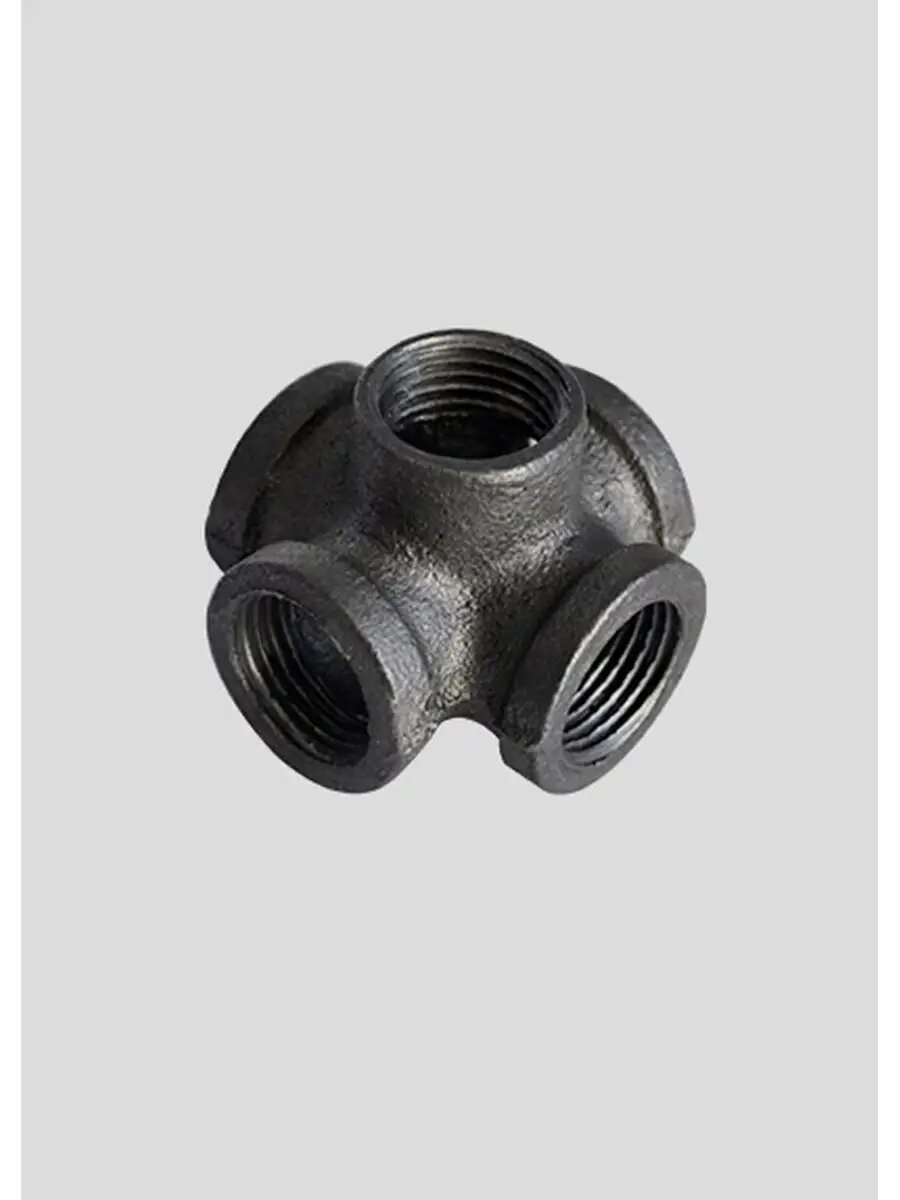 Фитинг Ф_Дизайн 5-ти ходовой чугунный для стиля лофт цвет графит диаметр 3/4