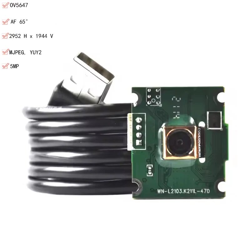 Модуль камеры 2952x1944 5MP HD OV5647 USB-модуль камеры с автофокусом 65 градусов с цифровым микрофоном