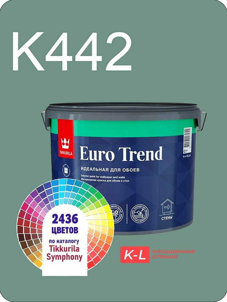 Краска для обоев Tikkurila Euro Trend 9л. насыщенные оттенки K442