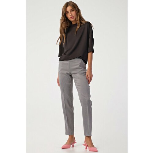 фото Брюки женские fly костюмная ткань черно-белая лапка 40р.