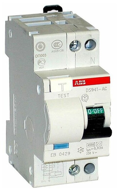Дифференциальный автомат ABB DS941 2П 30 мА C 4.5 кА AC 25 А