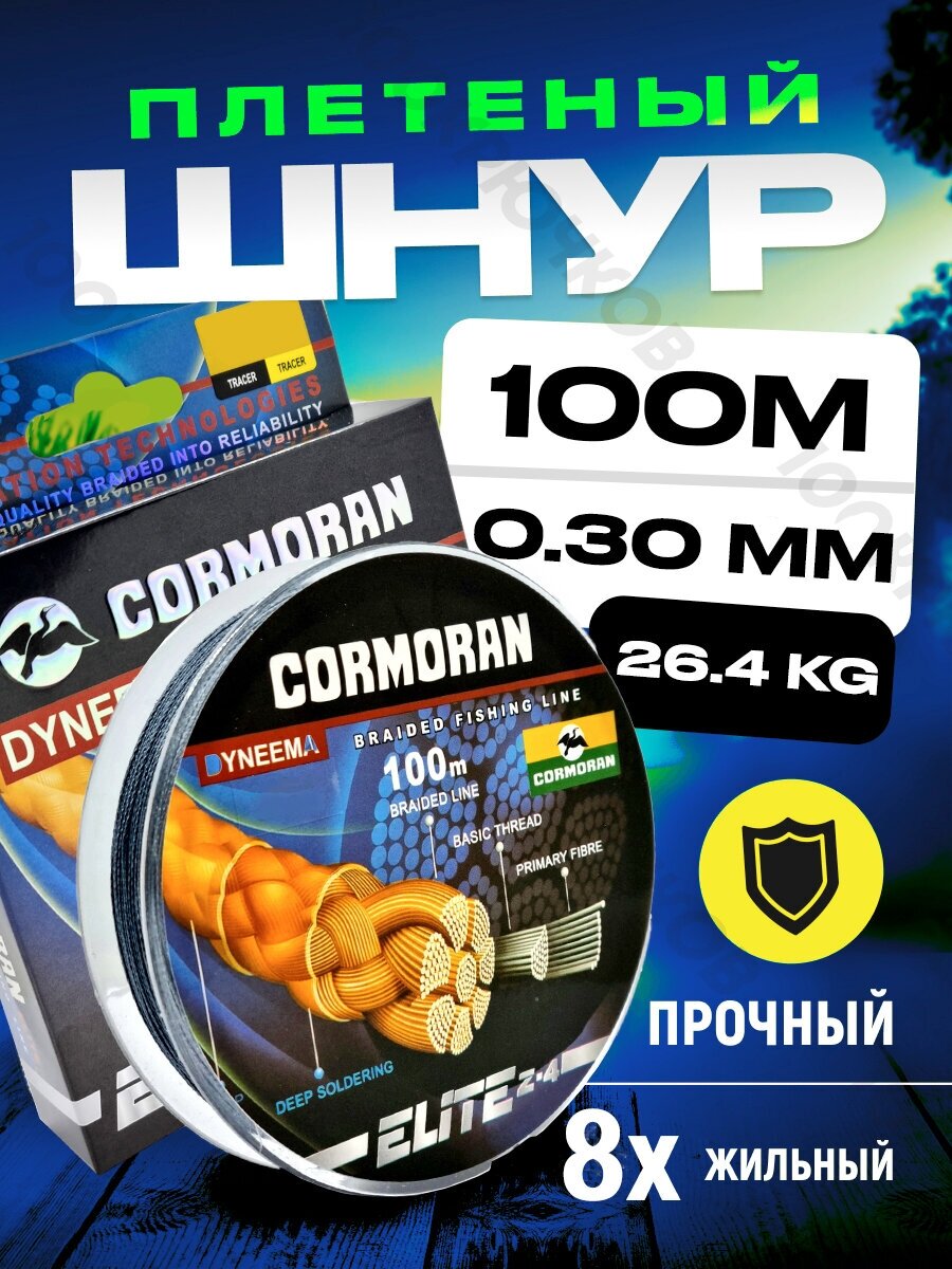 Плетеный шнур для рыбалки снасти леска плетенка рыболовная 100м 0.30мм