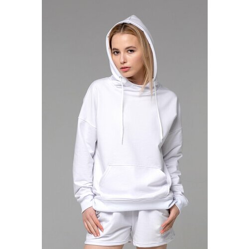 Магазин Толстовок - худи летнее летучая мышь белая со спущенным плечом, L-44-46-Woman-(Женский)
