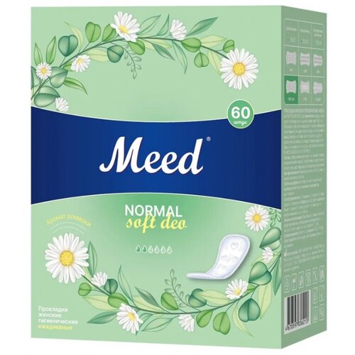 MEED Normal Soft Deo Прокладки женские гигиенические ежедневные, 60 шт. ежедневные прокладки meed normal soft 60 шт