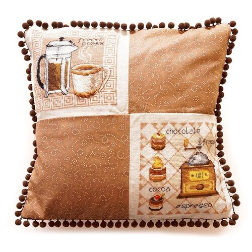 фото Набор для вышивания кофейная (может использоваться для создания подушки) 35 х 35 см марья искусница 14.001.11