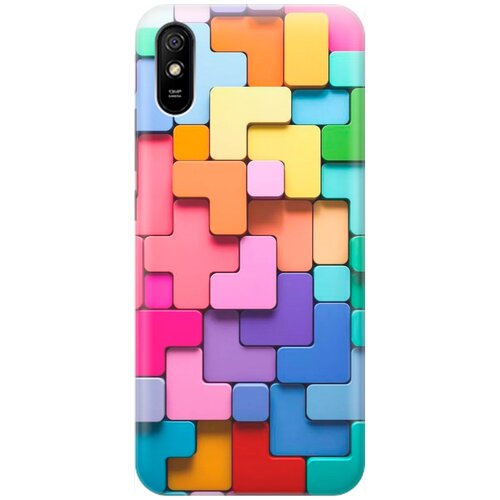 фото Силиконовый чехол на xiaomi redmi 9a / сяоми редми 9а с принтом "паттерн из блоков" gosso