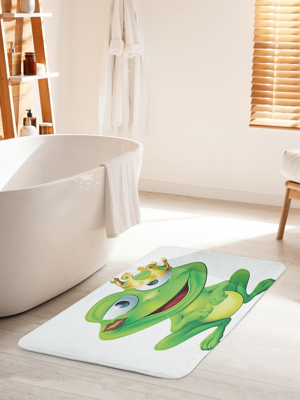 Коврик для ванной комнаты и туалета противоскользящий JoyArty "Зацелованная лягушка" 60х100 см