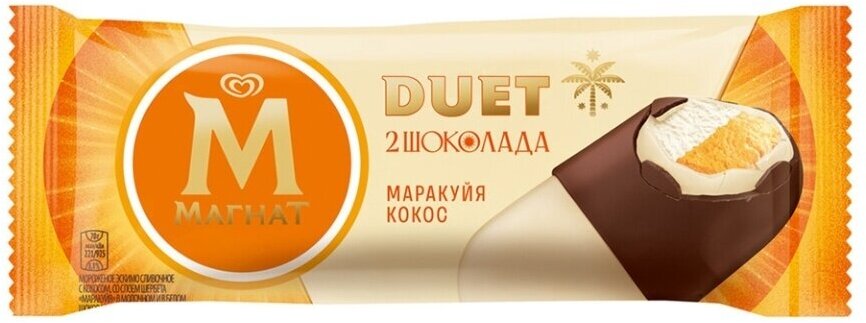 Мороженое Магнат Duet эскимо 2 шоколада маракуйя-кокос