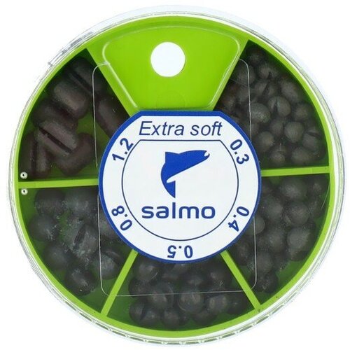 грузила salmo extra soft комби малый 5 секций 0 3 1 2г вес набора 60г Грузила Salmo extra soft, набор №1 малый, 5 секций, 0.3-1.2 г, 60 г