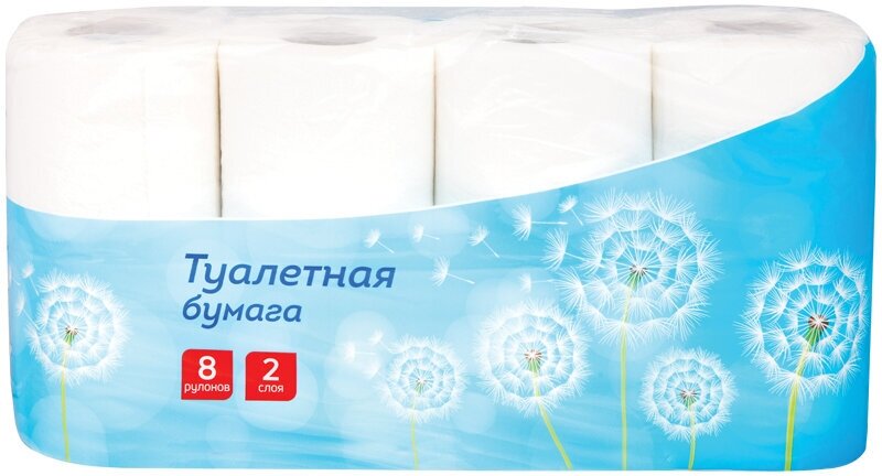 Бумага туалетная 2-слойная OfficeClean, тиснение, белая, 16.2м, 8 рул/уп (249815)