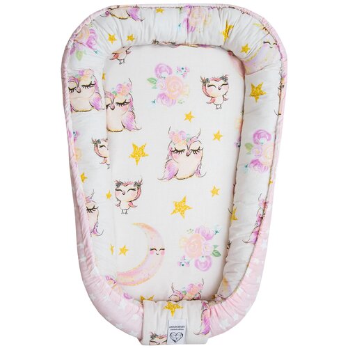 фото Подушка-позиционер для сна amarobaby кокон-гнездышко со съемным чехлом, little baby сонные совушки