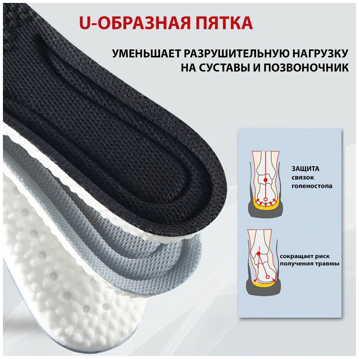 Анатомические стельки PopCorn (Попкорн) для спортивной и повседневной обуви Размер 40-46 черные / ортопедические стельки для мужчин и женщин