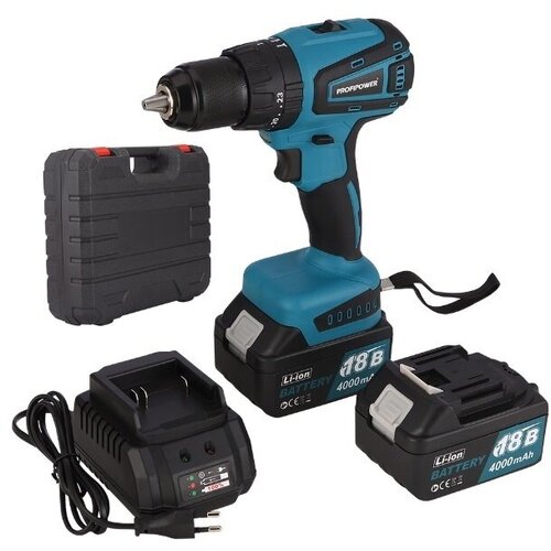 Аккумуляторная дрель-шуруповерт ударный бесщеточный 18В Profipower MKDHP-18V 2 акк4 Ач E0087 2128300₽