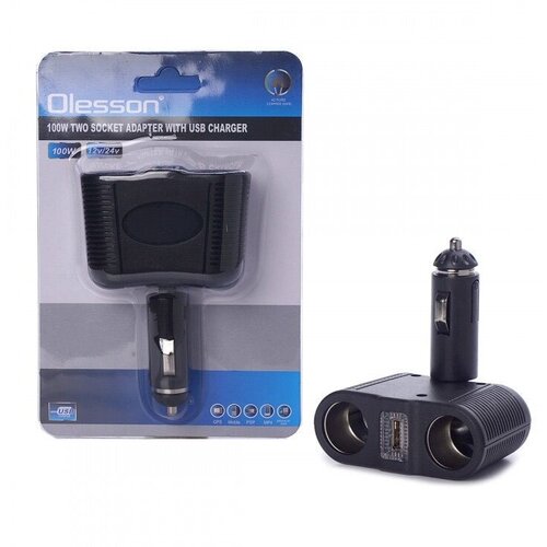 Разветвитель гнезда прикуривателя авто OLESSON Incar 1646 (2 гнезда +1 USB)