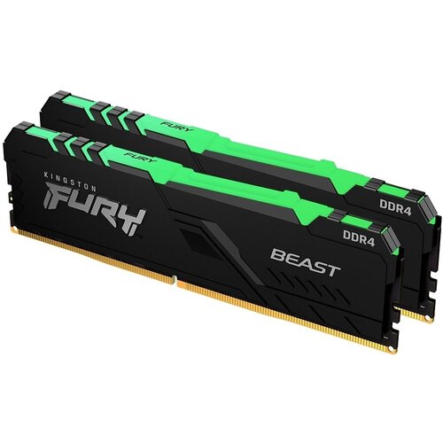 Память оперативная Kingston 32GB 2666MHz DDR4 CL16 DIMM Kit of 2 1Gx8 FURY Beast RGB 1277300₽