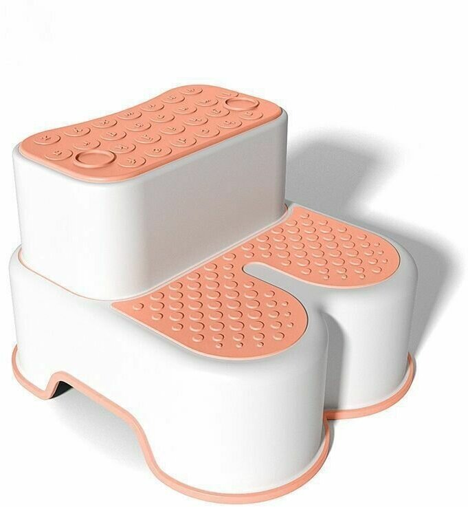 Детская подставка для ног в ванну и туалет 2 ступенки Бело-розовый - фотография № 2