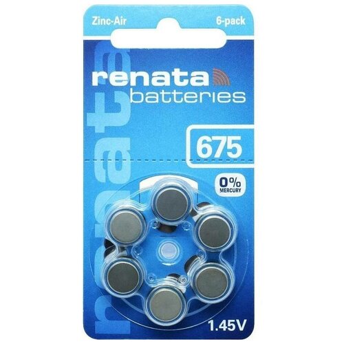 Батарейка RENATA 675 PR44 1.45V 6шт.