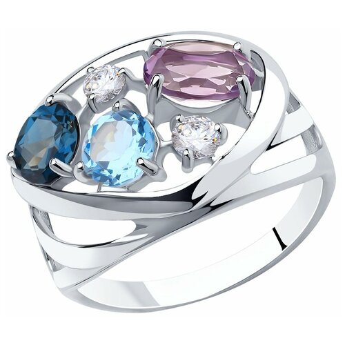 фото Diamant кольцо из серебра с миксом камней 94-310-00658-1, размер 18.5