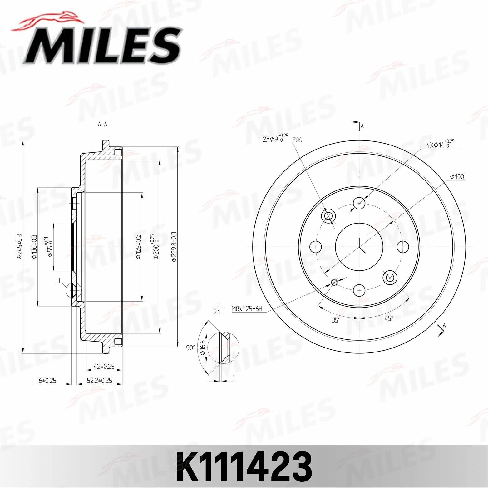 Барабан Тормозной Mazda 323 98-04 Miles арт. K111423