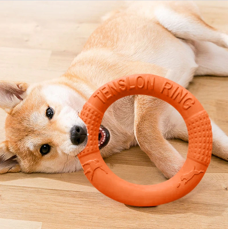 Игрушка для собак кольцо для крупных пород легкое EVA материал, диаметр 27 см, оранжевый - фотография № 3