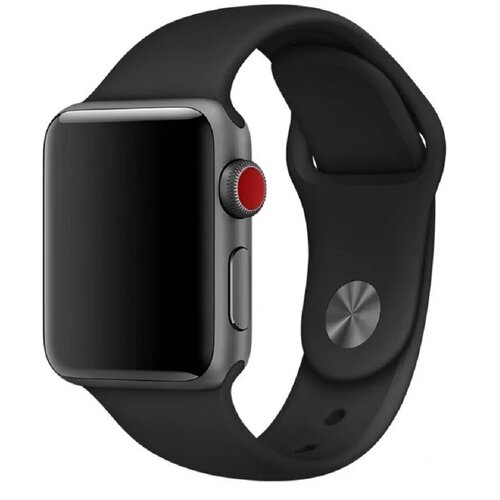 Cиликоновый ремешок для Apple Watch Series 1-8 - 42/44/45 мм (эпл вотч), черный