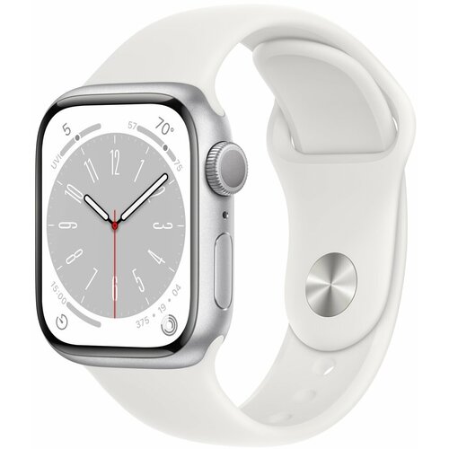 Умные часы Apple Watch Series 8 45 мм Aluminium Case GPS silverwhite Sport Band 44000₽