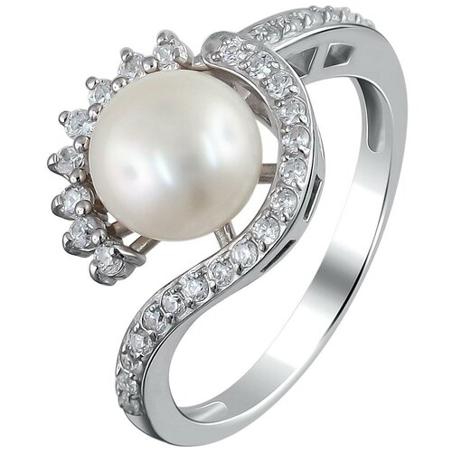 фото Эстет кольцо с жемчугом и фианитами из серебра л8к3519662, размер 18.5