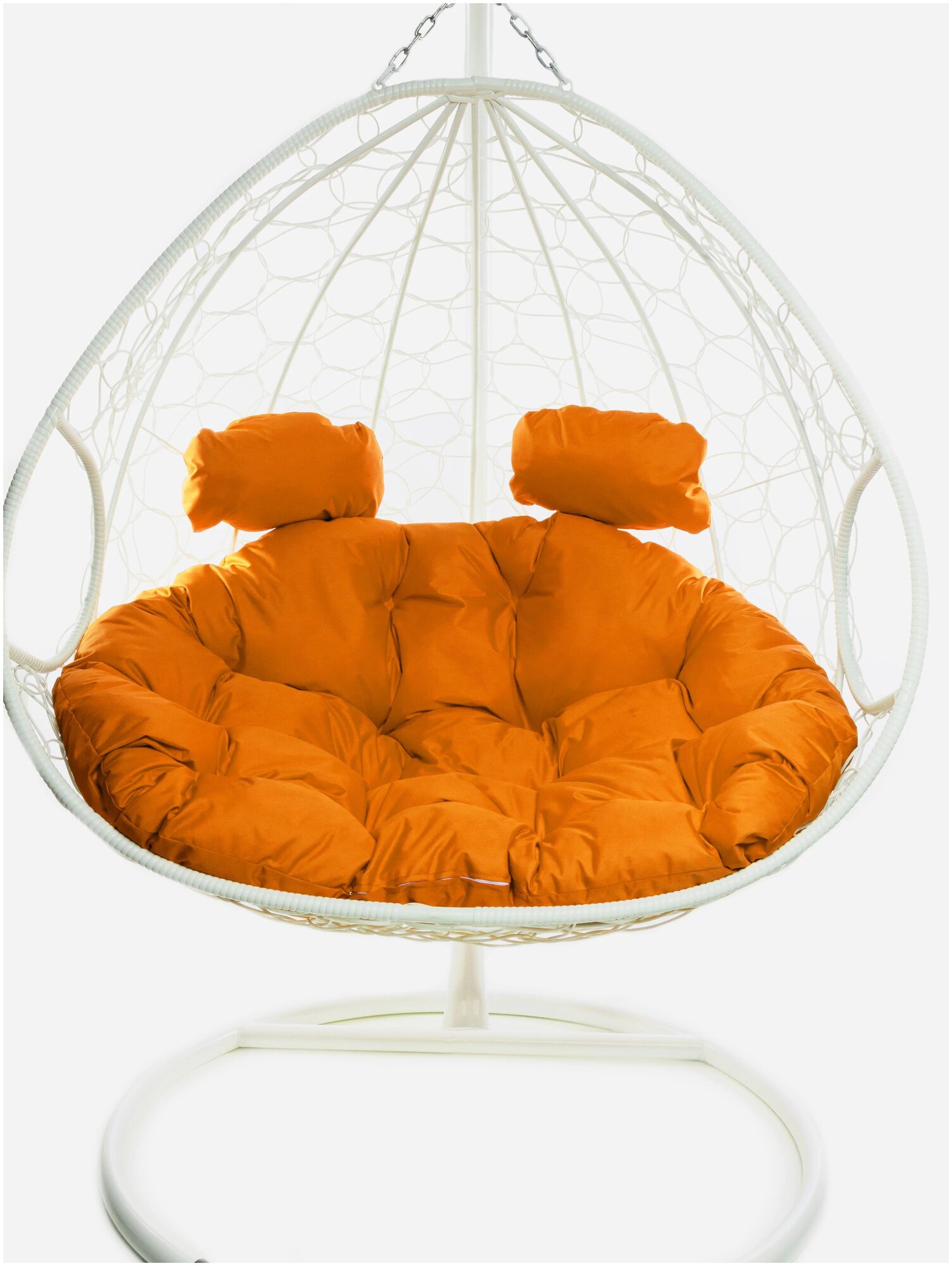 Подвесное кресло m-group для двоих белое, оранжевая подушка - фотография № 16