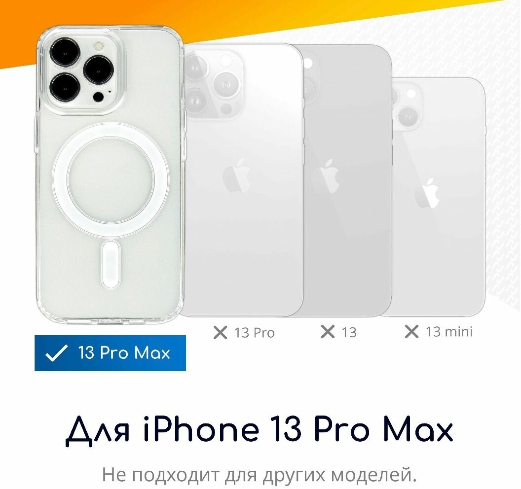 Чехол Premium для iPhone 13 ProMax MagSafe / Айфон 13 ПроМакс Магсейф / Силиконовый / Прозрачный