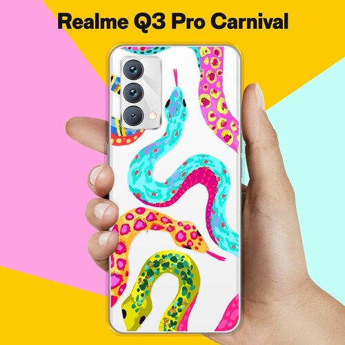 Силиконовый чехол на realme Q3 Pro Carnival Edition Змеи / для Реалми Ку 3 Про Карнивал силиконовый чехол на realme q3 pro carnival edition узор из корги для реалми ку 3 про карнивал