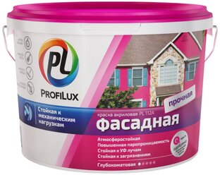 Краска в/д Profilux PL-112А фасад. влагостойкая белая (розовая эт.) 7кг