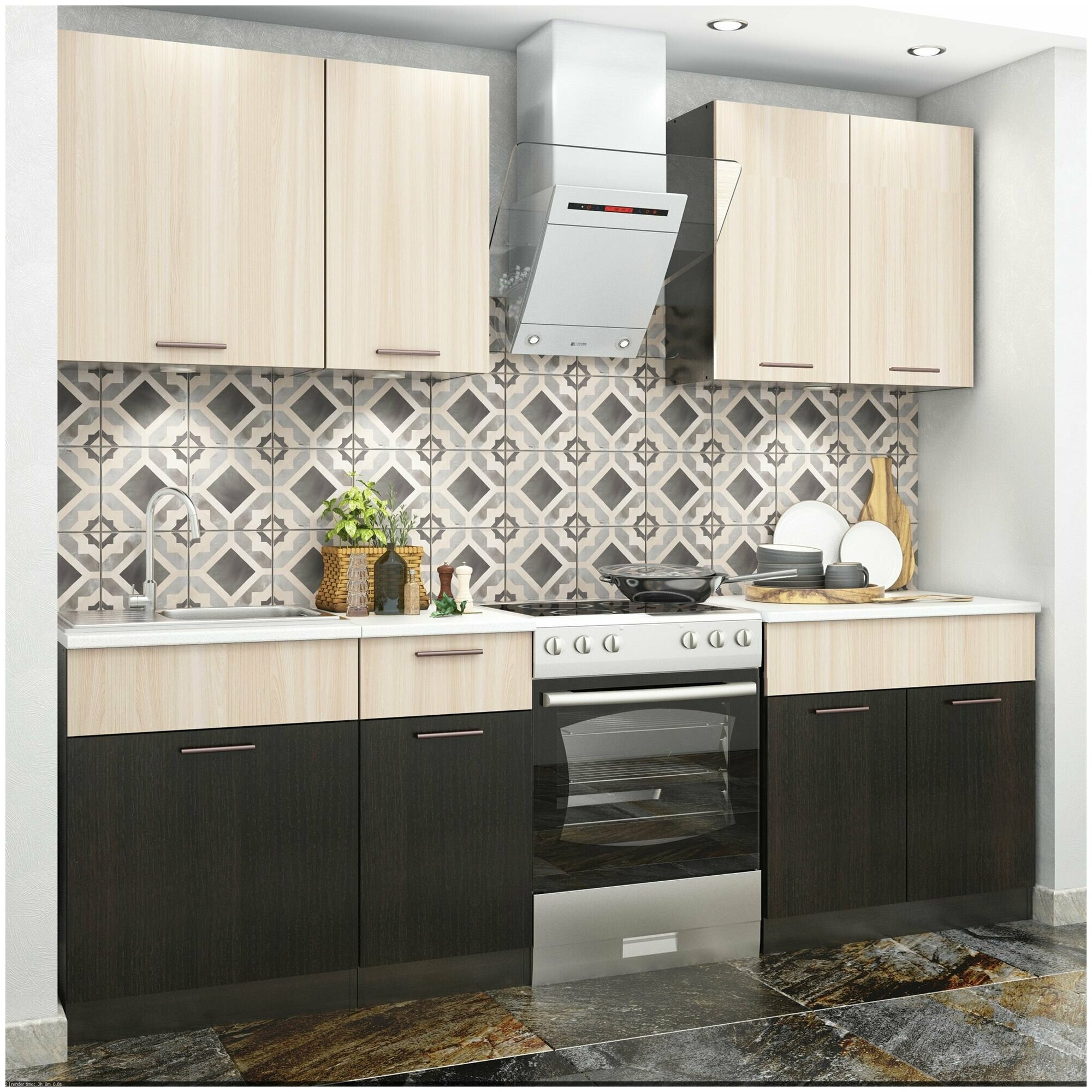 фото Мебель для кухни гарнитур Beneli Дуэт , фасады ЛДСП, 180см, 1шт