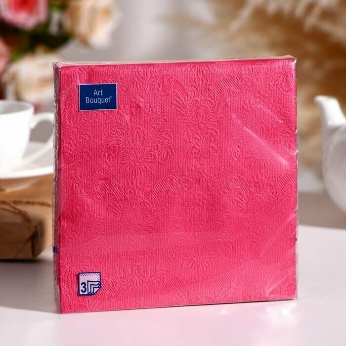 Салфетки бумажные Art Bouquet Розовый палевый Барокко, 33х33, 3 слоя, 16 листов - фотография № 1