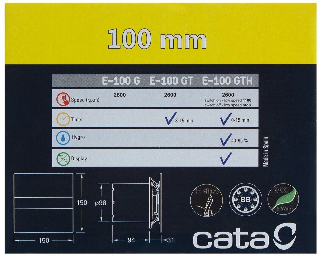 Вытяжной вентилятор Cata - фото №5