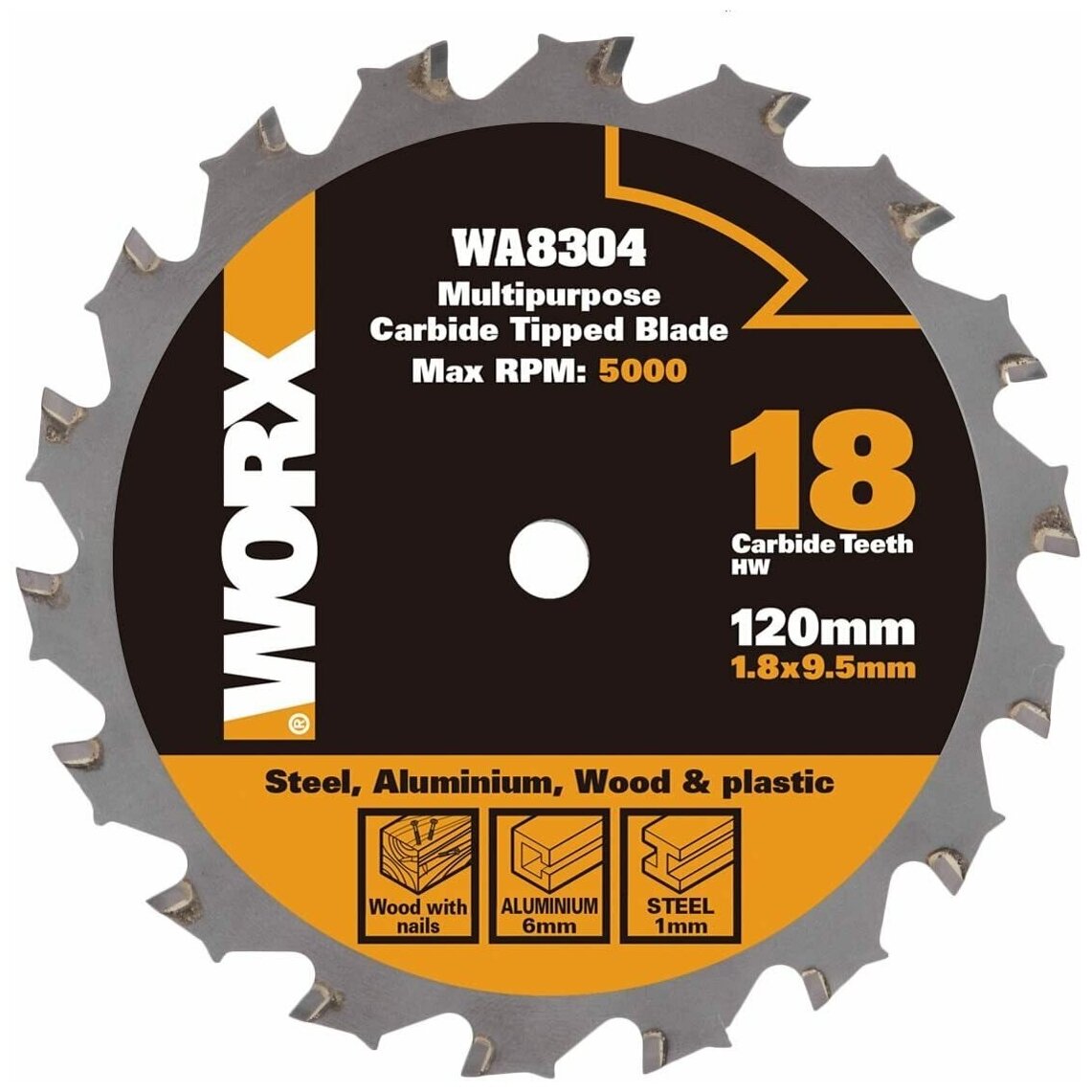 Пильный диск универсальный Worx WA8304, 120х1,8х9,5 мм