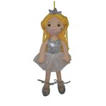 Кукла ABtoys Мягкое сердце, мягконабивная Принцесса в серебрянном блестящем платье и короной, 38 см - изображение