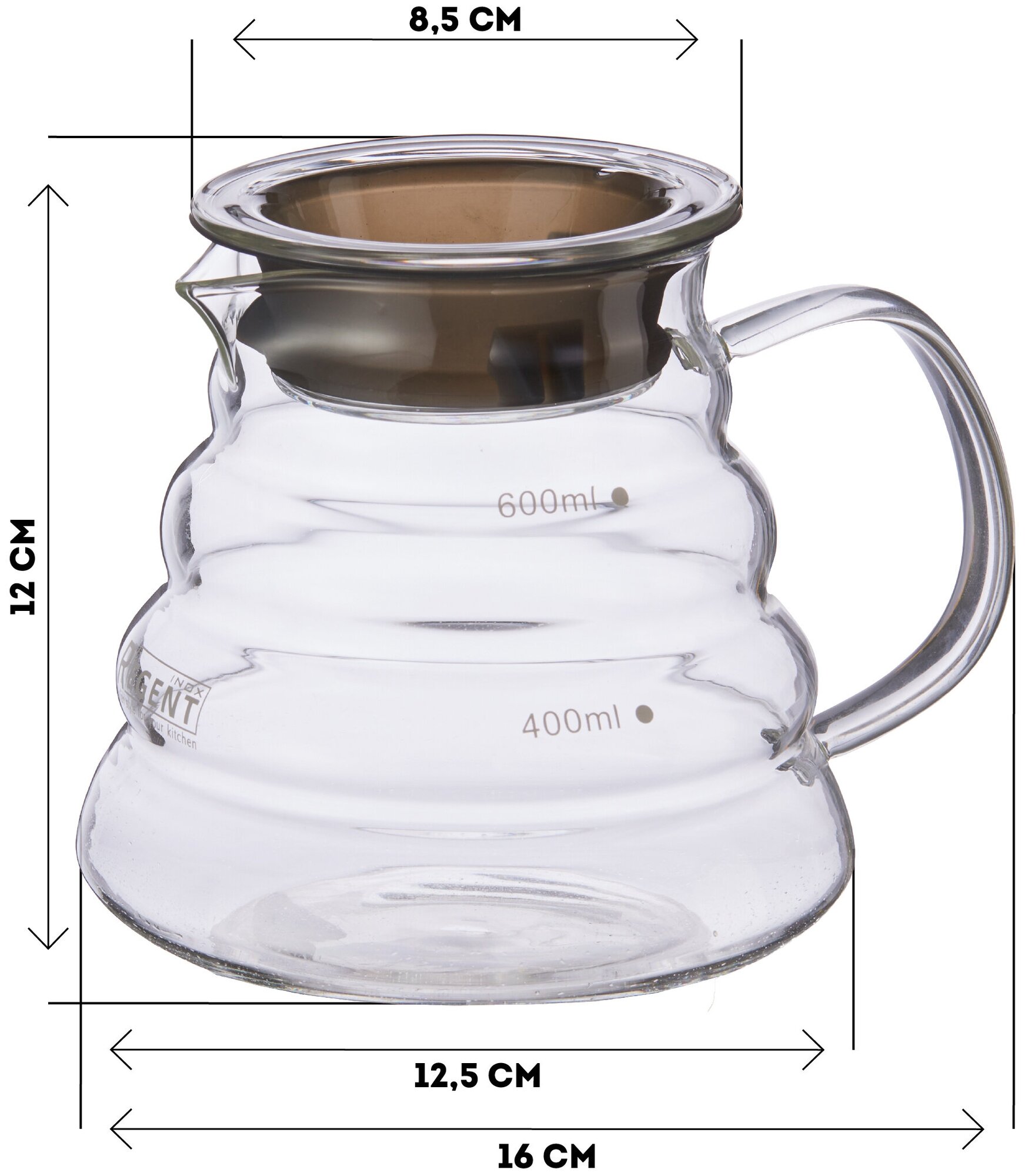 Кофейник сервировочный стеклянный с ситечком Regent Inox Linea Franco, 0,6 л (93-FR-TEA-06-600)