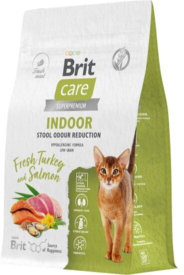 Корм сухой Brit CARE Cat Indoor Stool Odour Reduction для взрослых кошек с индейкой и лососем 400 г