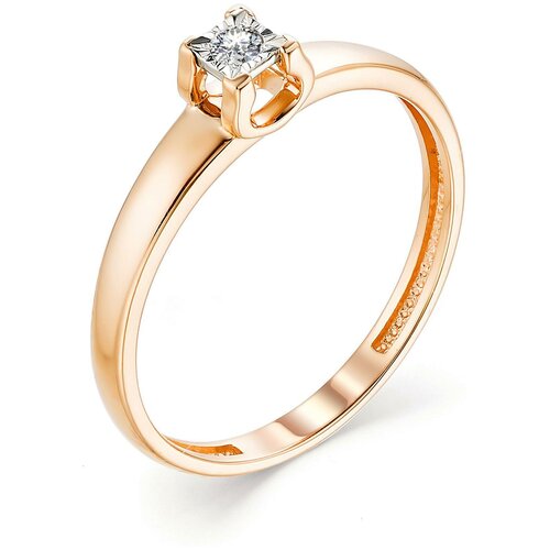 фото Алькор кольцо с 1 бриллиантом из красного золота 13316-100, размер 18