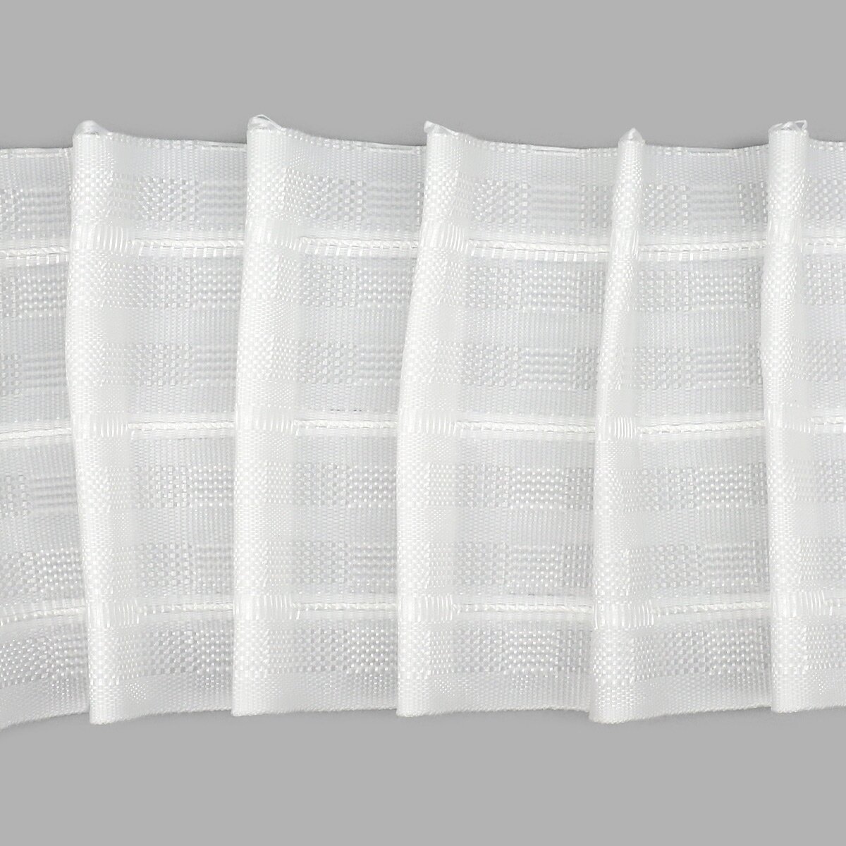 Шторная лента с петлями для крючков 8см*100м 'Параллельная складка' 6 рядов петель 3 шнура белая Протос