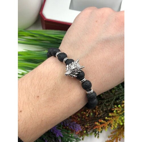 Браслет мужской из 20 камней волк