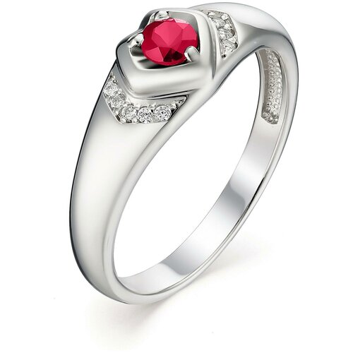 фото Алькор кольцо с рубином и фианитами из серебра 01-1081-00шр-00, размер 18