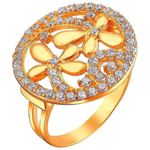 фото Эстет кольцо с 55 фианитами из серебра с позолотой 01к1511731а, размер 16.5