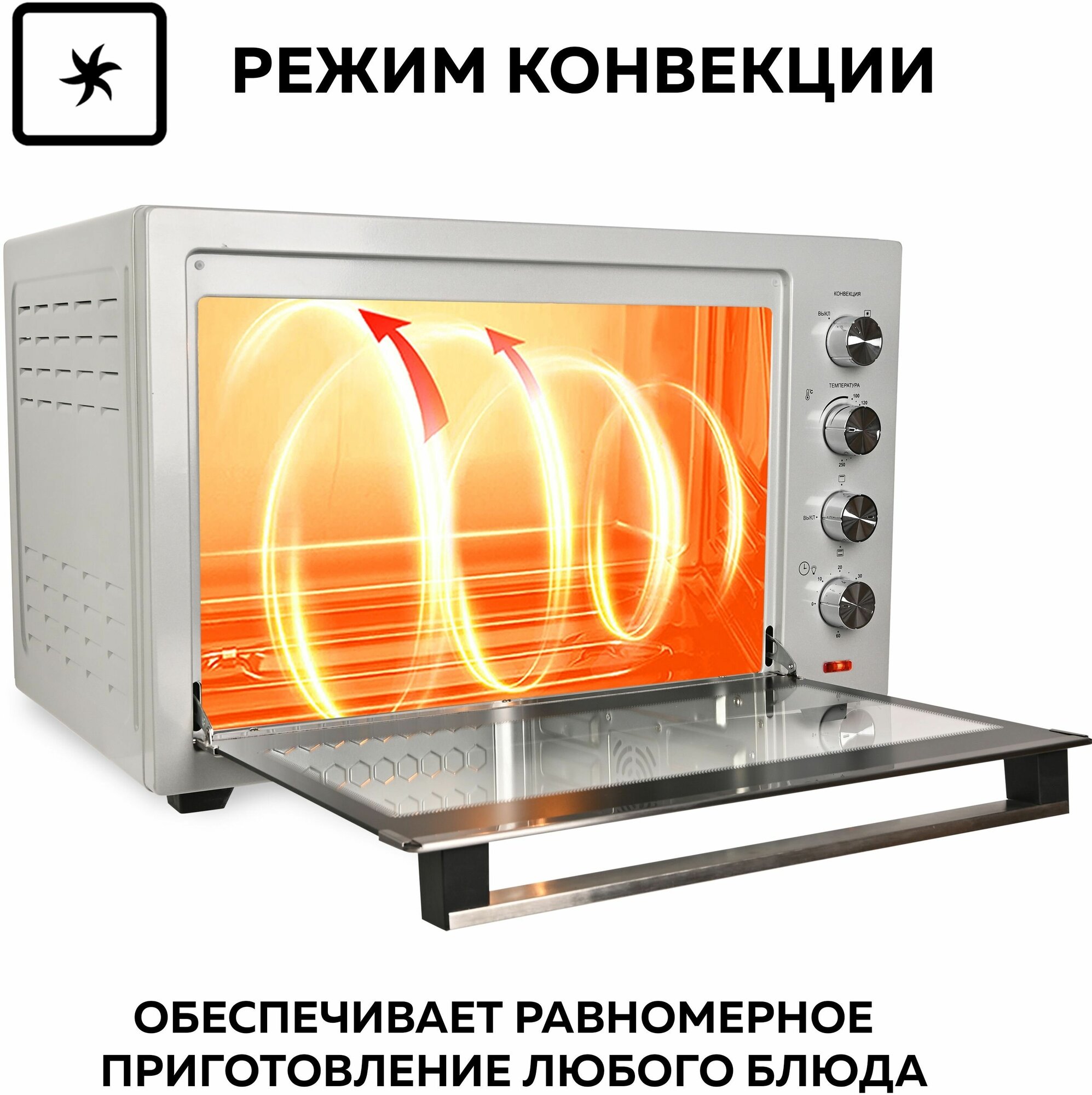 GFGRIL Многофункциональная мини-печь GFO-75, 2 800 Вт, конвекция - фотография № 6