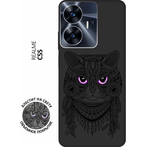 Матовый Soft Touch силиконовый чехол на Realme C55, Рилми С55 с 3D принтом Grand Cat черный матовый soft touch силиконовый чехол на realme c55 рилми с55 с 3d принтом grand wolf черный