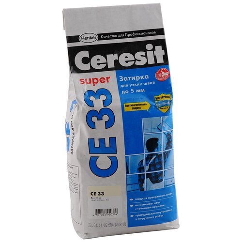 Затирка Ceresit CE 33 Super, 2 кг, жасмин 40 затирка ceresit ce 33 super 2 кг 2 л графит 16