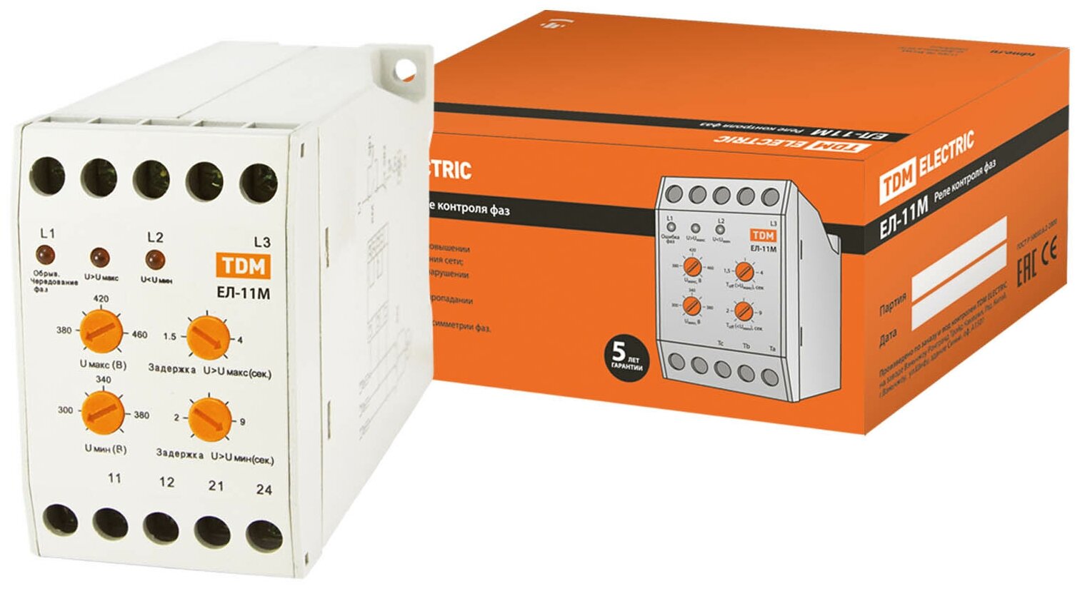 ЕЛ-11М-3х380В (1нр+1нз контакты) TDM Electric (SQ1504-0014)